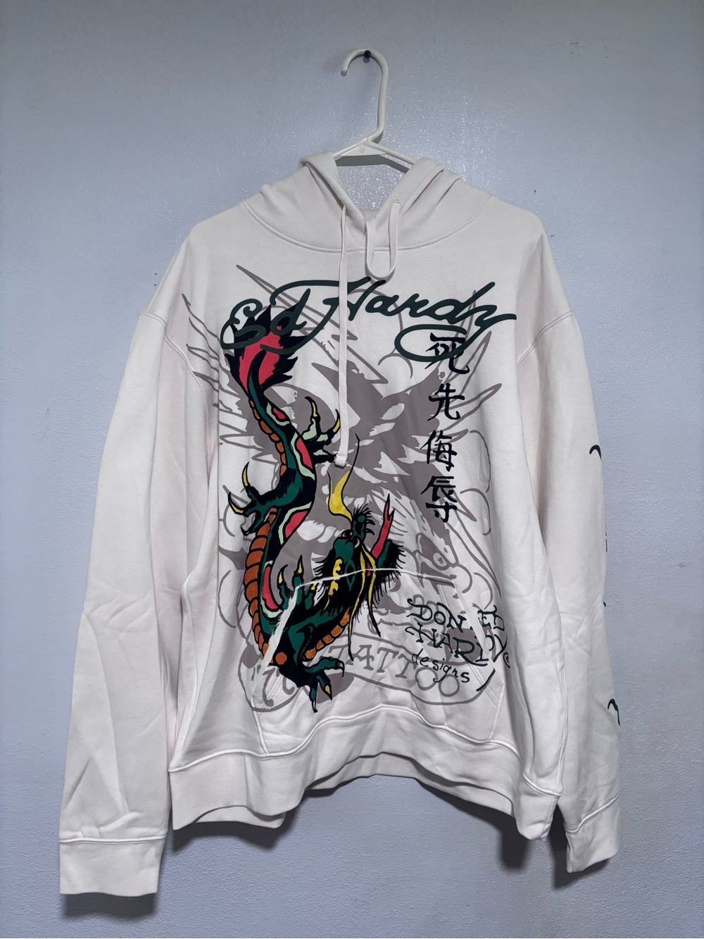 Cream colored Ed Hardy hoodie Size XL